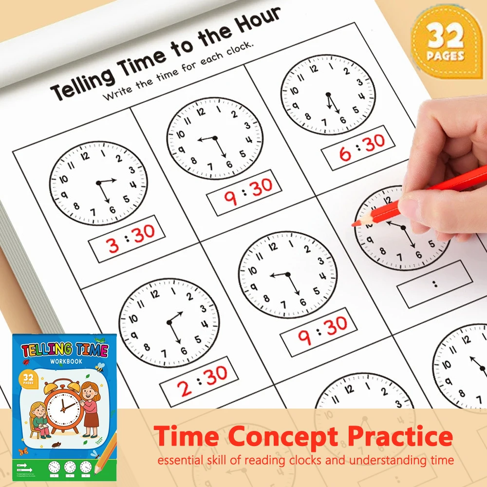 Learning Workbook Preschool - Cahier d'exercices sur le temps pour